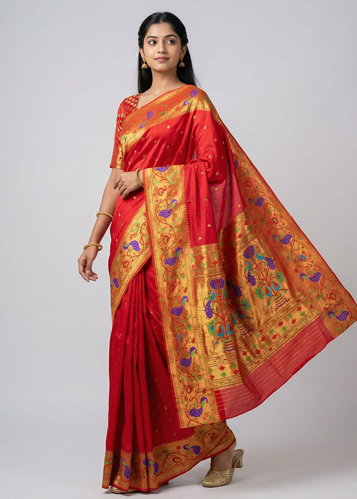 Pink Handloom Kanchipuram Pure Silk Saree With Blouse Piece