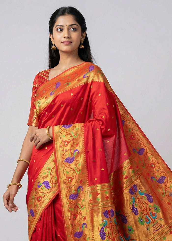 Pink Handloom Kanchipuram Pure Silk Saree With Blouse Piece