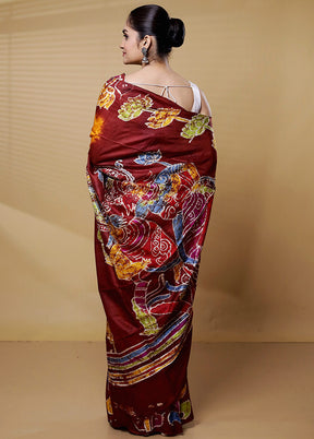 Yellow Printed Pure Silk Saree Without Blouse Piece