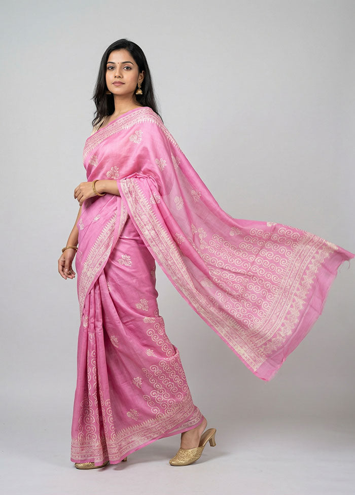Purple Bishnupuri Silk Saree With Blouse Piece