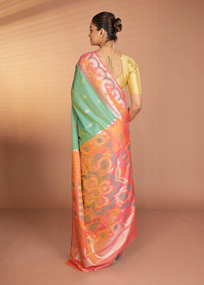 Green Dupion Silk Saree With Blouse Piece