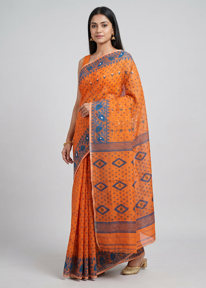 Pink Jamdani Cotton Saree Without Blouse Piece