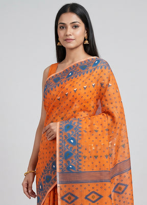 Pink Jamdani Cotton Saree Without Blouse Piece