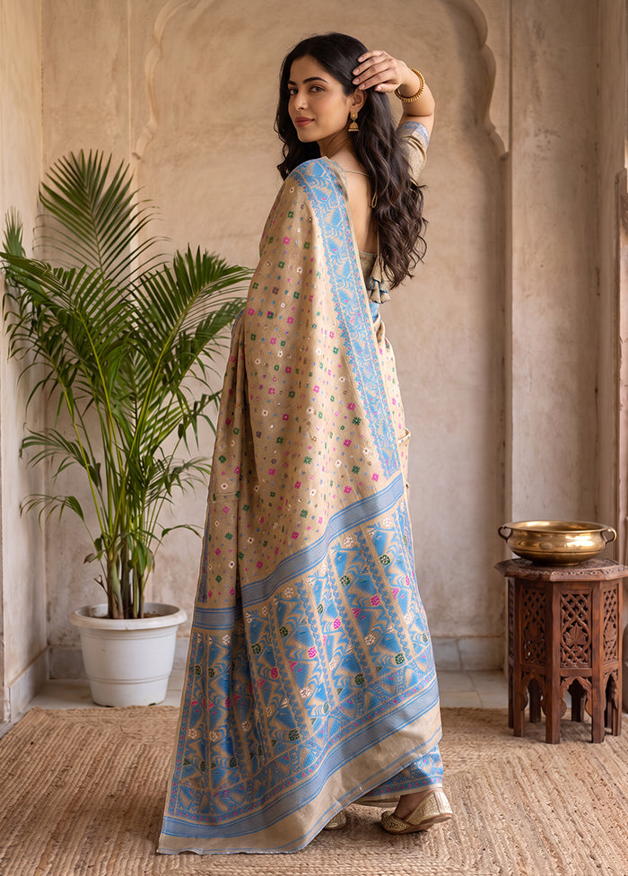 Cream Jamdani Cotton Saree Without Blouse Piece