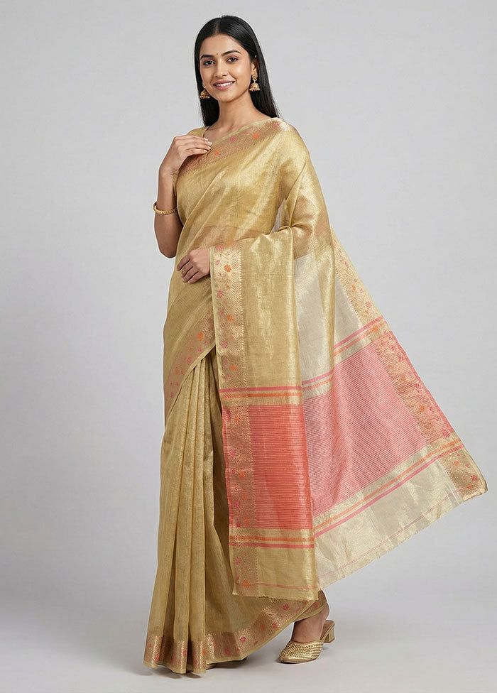 Green Cotton Saree With Blouse Piece