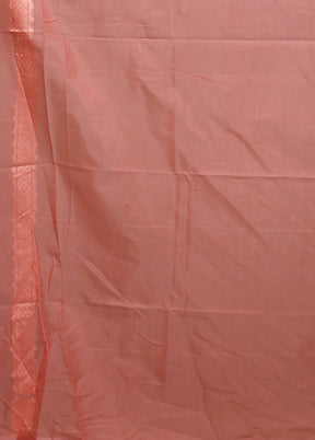 Peach Pure Cotton Saree With Blouse Piece