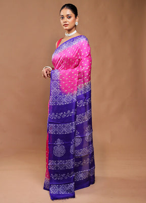 Pink Printed Silk Saree Without Blouse Piece