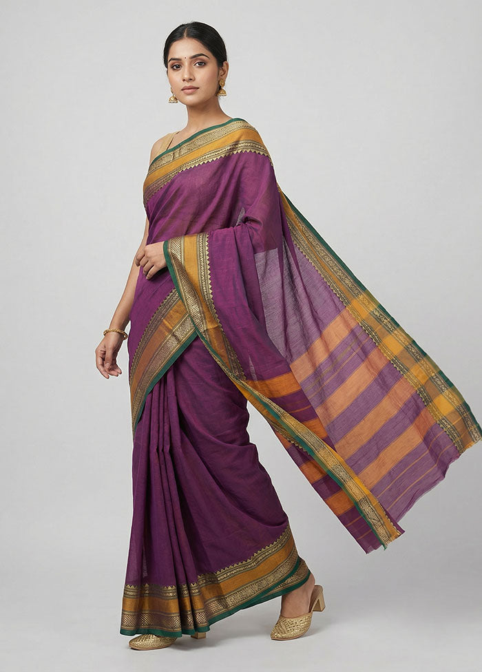Green Cotton Saree With Blouse Piece