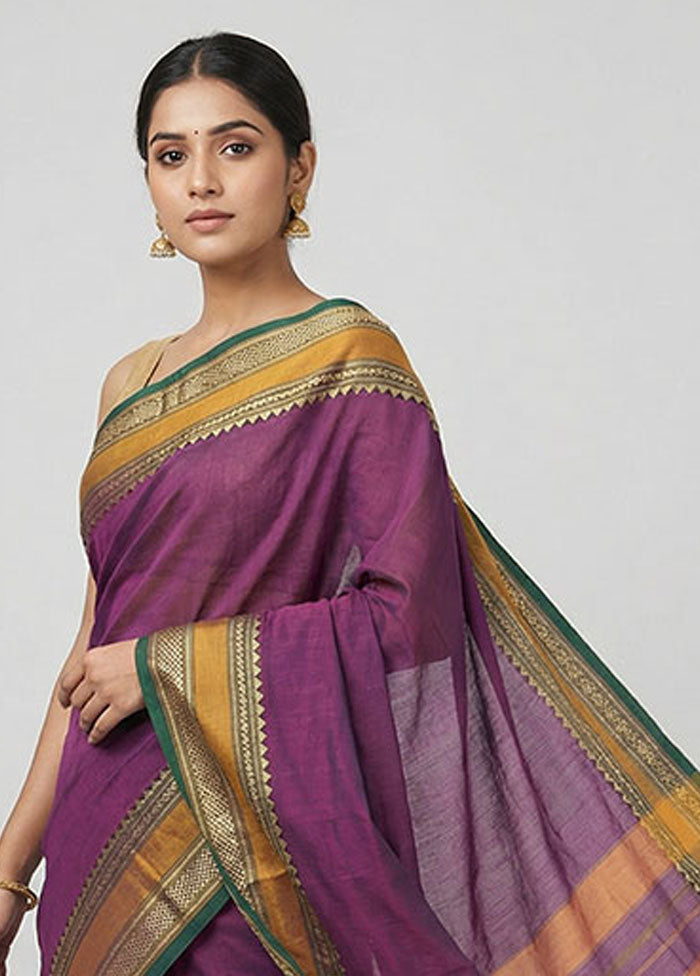 Green Cotton Saree With Blouse Piece