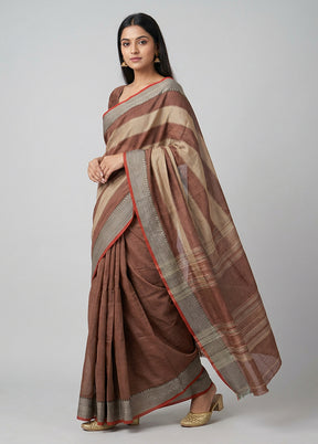 Cream Cotton Saree With Blouse Piece