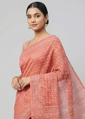 Red Tussar Silk Saree With Blouse Piece