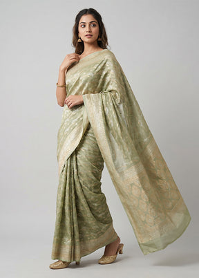 Cream Tissue Silk Saree With Blouse Piece