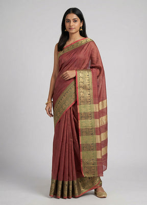Pink Cotton Saree With Blouse Piece