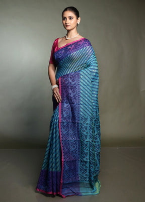 Green Tant Jamdani Saree Without Blouse Piece