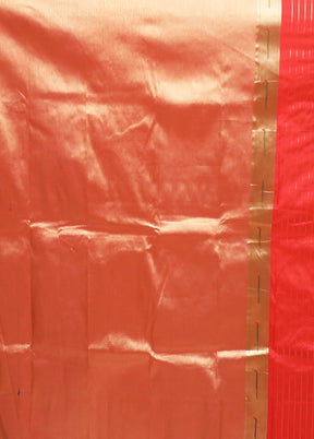 Pink Handloom Kanjivaram Pure Silk Saree With Blouse Piece