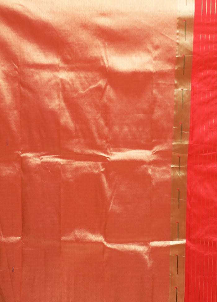 Pink Handloom Kanjivaram Pure Silk Saree With Blouse Piece