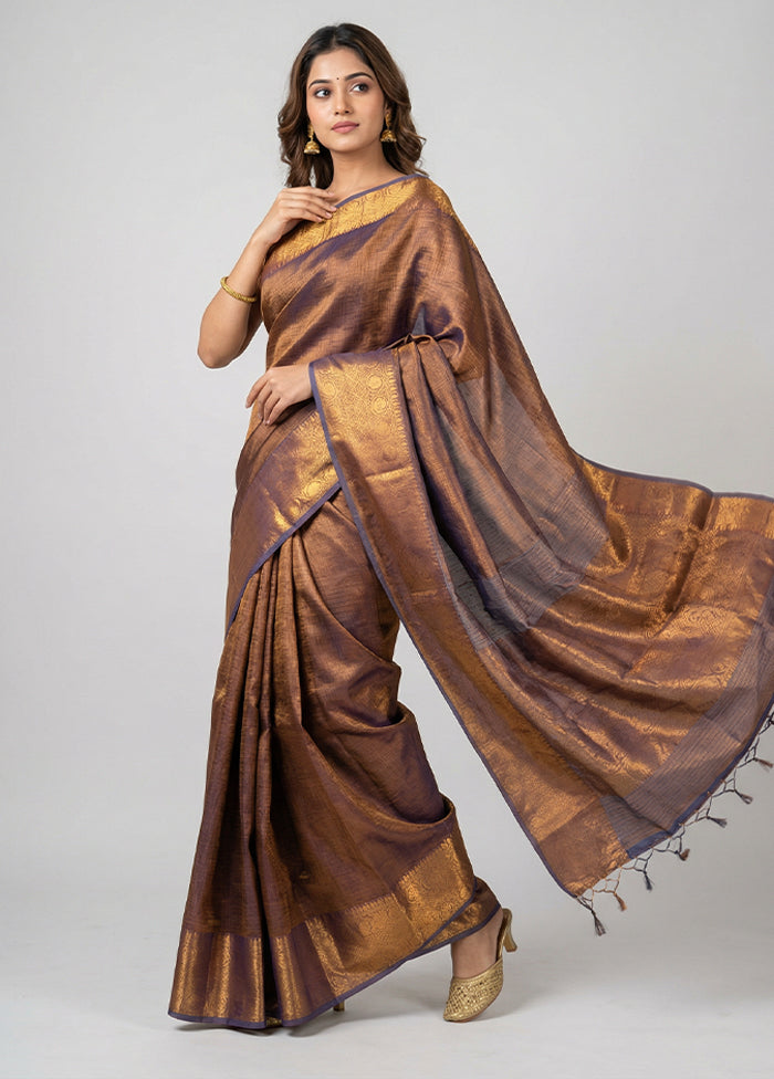 Blue Tissue Silk Saree With Blouse Piece