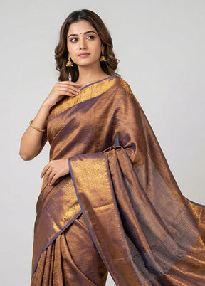 Blue Tissue Silk Saree With Blouse Piece