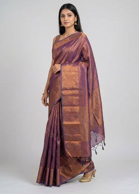 Blue Tissue Silk Saree With Blouse Piece