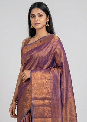 Blue Tissue Silk Saree With Blouse Piece