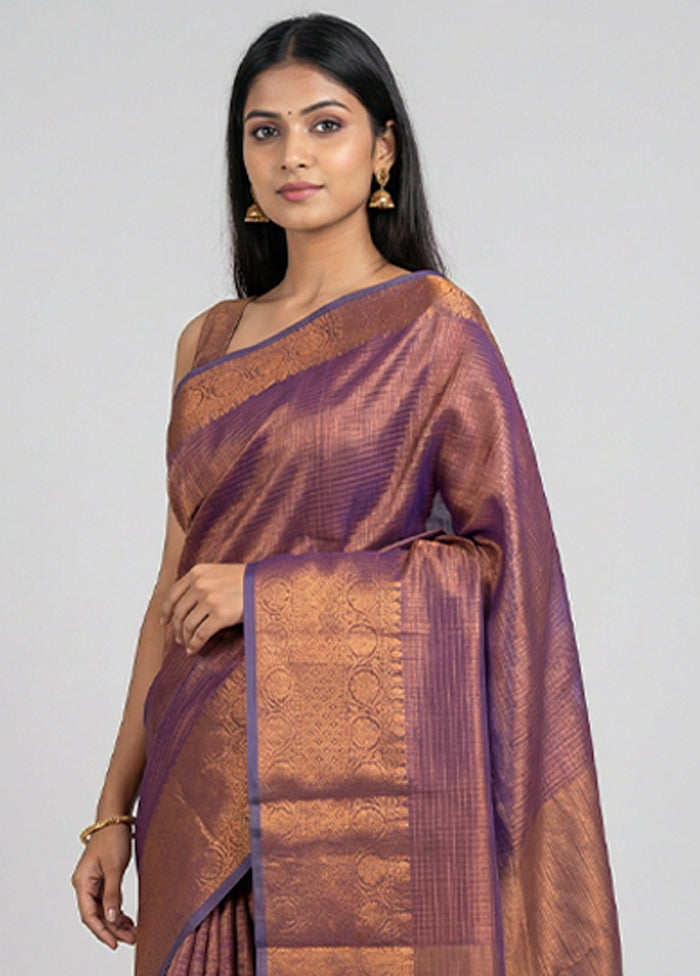 Blue Tissue Silk Saree With Blouse Piece