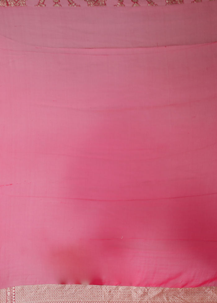 Pink Handloom Pure Georgette Saree With Blouse Piece