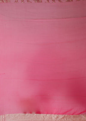 Pink Handloom Pure Georgette Saree With Blouse Piece