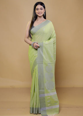 Green Cotton Saree With Blouse Piece