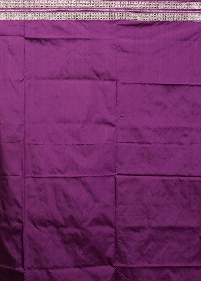 Purple Handloom Bomkai Pure Silk Saree With Blouse Piece