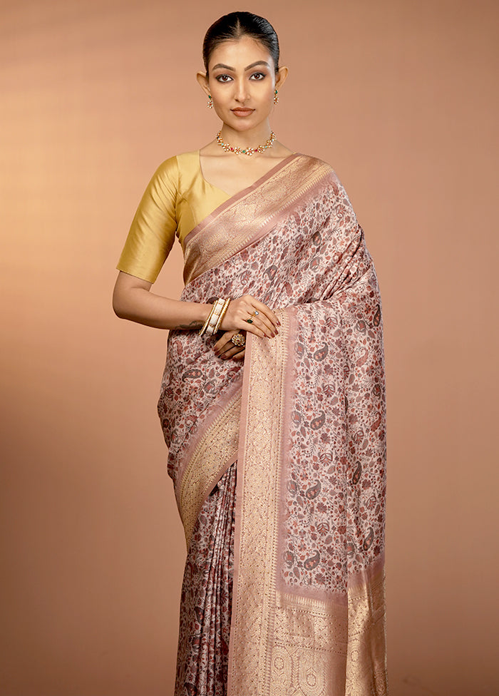 Cream Dupion Silk Saree With Blouse Piece