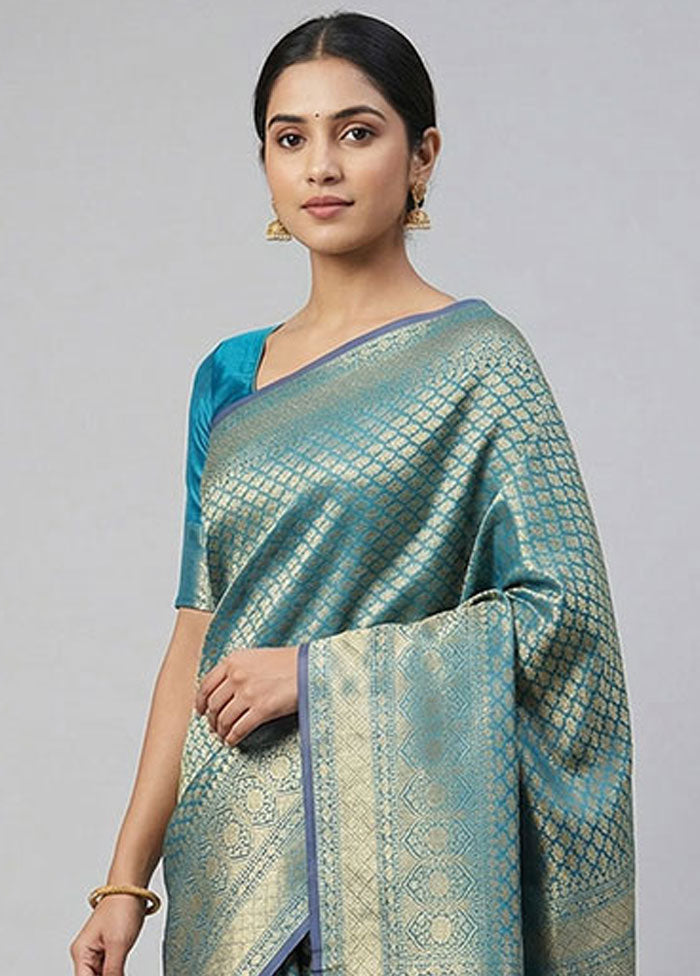 Green Kora Silk Saree With Blouse Piece