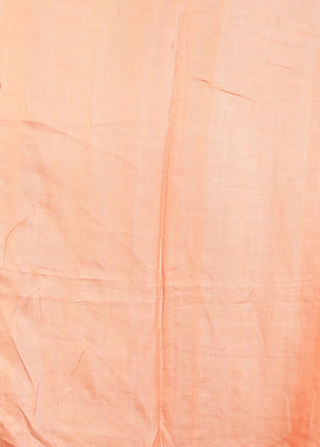 Peach Tussar Pure Silk Saree With Blouse Piece