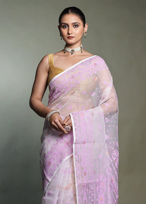 White Jamdani Pure Cotton Saree Without Blouse Piece