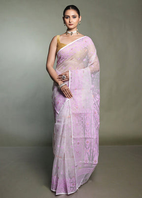 White Jamdani Pure Cotton Saree Without Blouse Piece