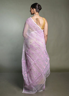 White Jamdani Pure Cotton Saree Without Blouse Piece