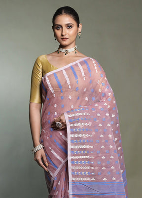 Brown Tant Jamdani Saree Without Blouse Piece