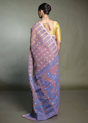 Brown Tant Jamdani Saree Without Blouse Piece
