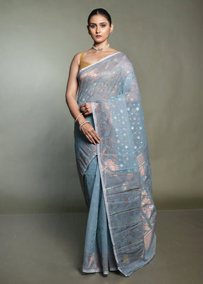 Green Tant Jamdani Saree Without Blouse Piece