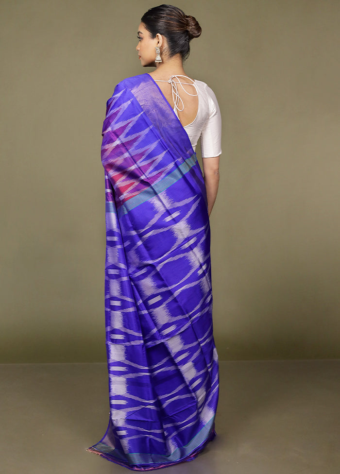 Blue Pure Bishnupuri Silk Saree Without Blouse Piece