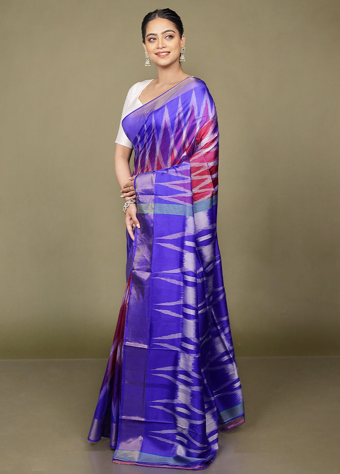 Blue Pure Bishnupuri Silk Saree Without Blouse Piece