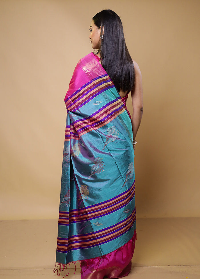 Pink Kalakshetra Silk Saree With Blouse Piece