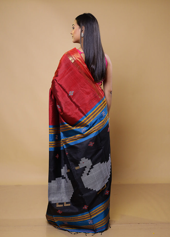 Red Kalakshetra Kalakshetra Silk Saree With Blouse Piece