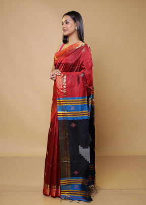 Red Kalakshetra Kalakshetra Silk Saree With Blouse Piece