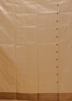 Cream Handloom Katan Pure Silk Saree With Blouse Piece