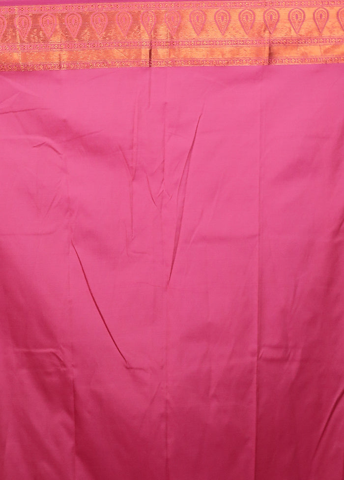 Pink Kanjivaram Silk Saree With Blouse Piece