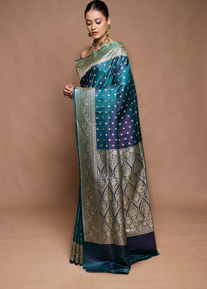 Green Handloom Banarasi Pure Silk Saree With Blouse Piece