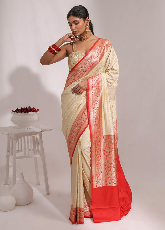 Cream Uppada Silk Saree With Blouse Piece