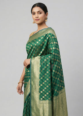 Green Kora Silk Saree With Blouse Piece