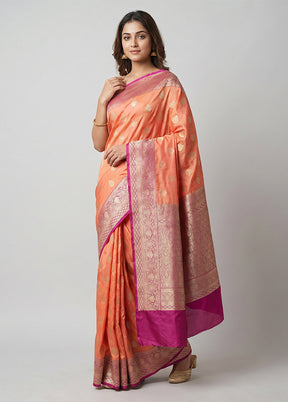 Pink Katan Silk Saree With Blouse Piece