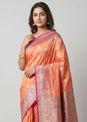 Pink Katan Silk Saree With Blouse Piece